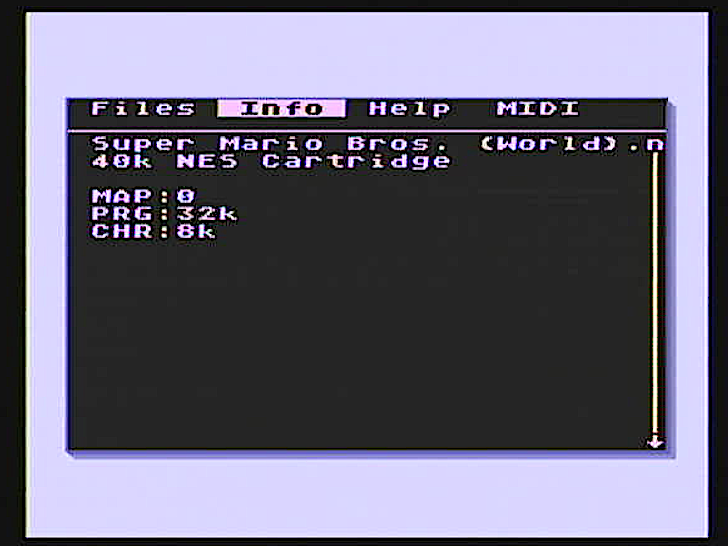 Old info menu state