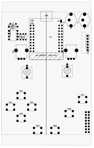 Glitchboy PCB and control placement planning diagram.